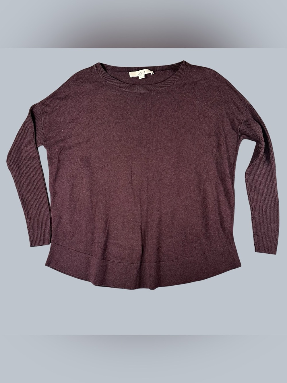 LOFT Deep Plum Crewneck Long Sleeve Sweater